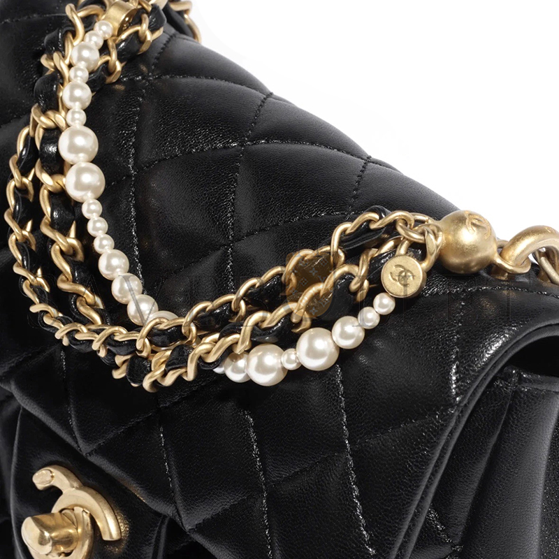 CHANEL MASTER 24P MINI FLAP BAG WITH PEARLS AS4385 (17*12.5*5cm)